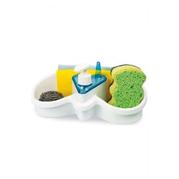 Sünger ve Deterjan Hazneli Lavabo Düzenleyici Sabunluk Organizer