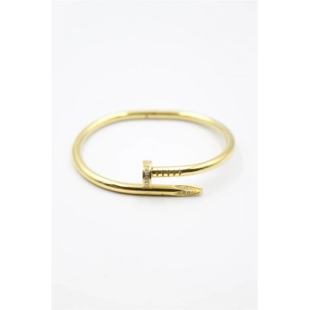 Taşlı Çivi Bilezik - Altın