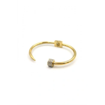 Taşlı Çivi Bilezik - Altın