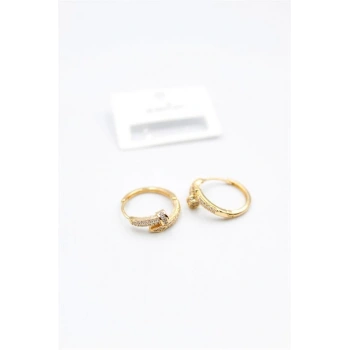 Taşlı Çivi Küpe - Altın