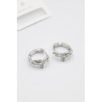 Taşlı Çivi Küpe - Gümüş