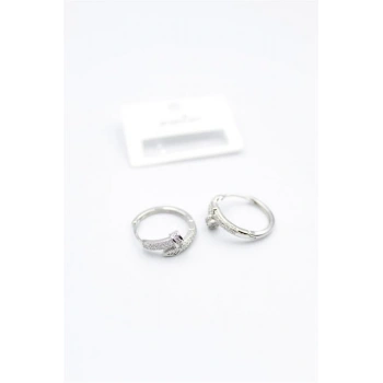 Taşlı Çivi Küpe - Gümüş