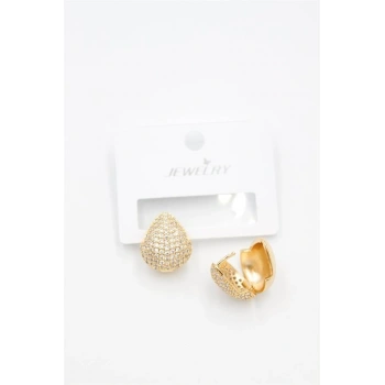 Taşlı Damla Küpe - Altın