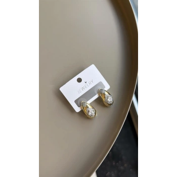 Taşlı Damla Küpe - Altın