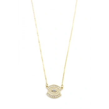 Taşlı Göz Kolye - Altın