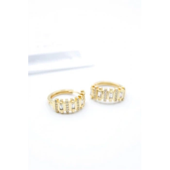 Taşlı Halka Küpe - Altın