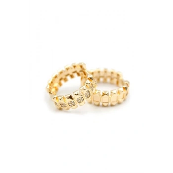 Taşlı Halka Küpe - Altın