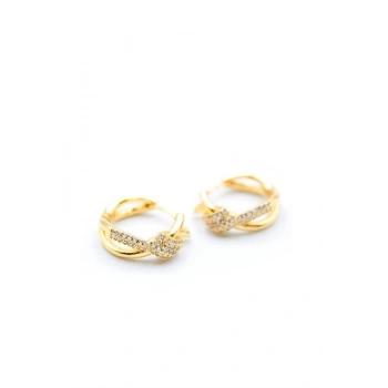 Taşlı Halka Küpe - Altın