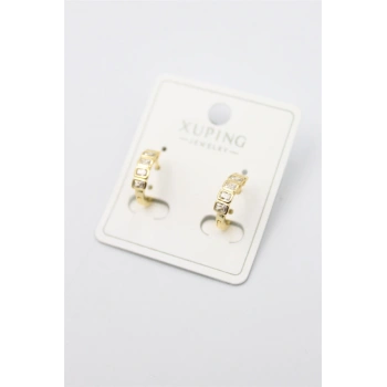 Taşlı Halka Küpe - Altın