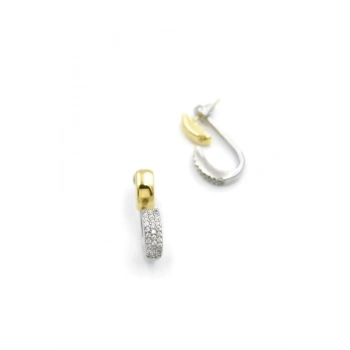 Taşlı Halka Küpe - Altın