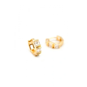 Taşlı Halka Küpe - Altın