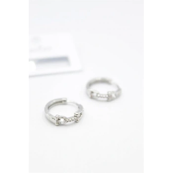 Taşlı Halka Küpe - Gümüş