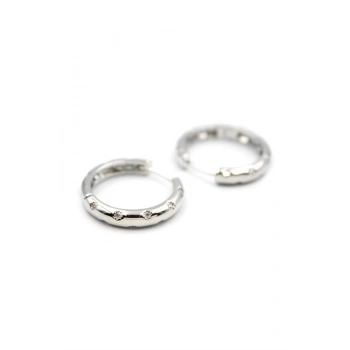 Taşlı Halka Küpe - Gümüş