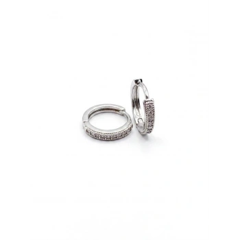 Taşlı Halka Küpe - Gümüş