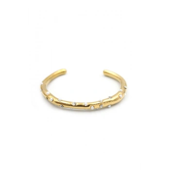 Taşlı İncili Bilezik - Altın