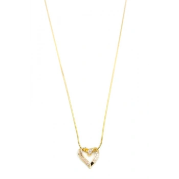 Taşlı Kalp Kolye - Altın