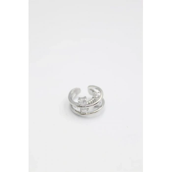 Taşlı Kıkırdak Küpe - Gümüş