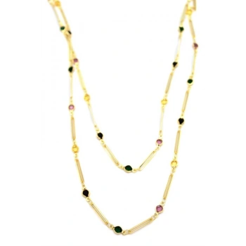 Taşlı Kolye - Altın