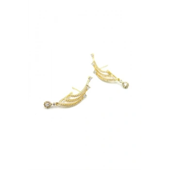 Taşlı Küpe - 14K Altın