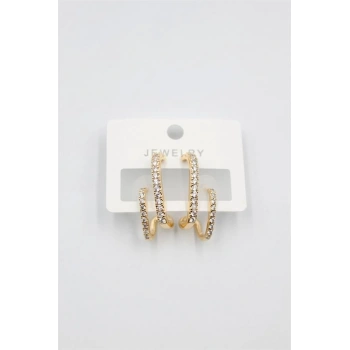 Taşlı Küpe - Altın