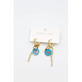 Taşlı Küpe - Altın