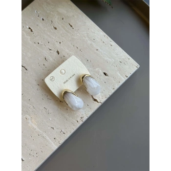 Taşlı Küpe - Beyaz