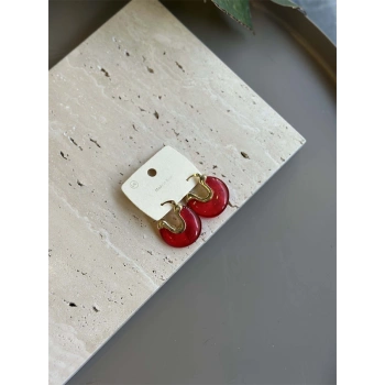 Taşlı Küpe - Kırmızı