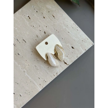 Taşlı Küpe - Krem