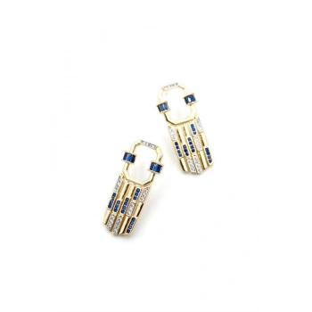 Taşlı Küpe - Mavi