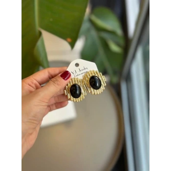 Taşlı Küpe - Siyah