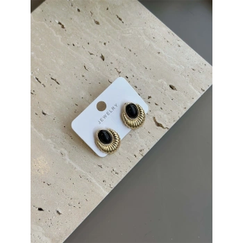 Taşlı Küpe - Siyah