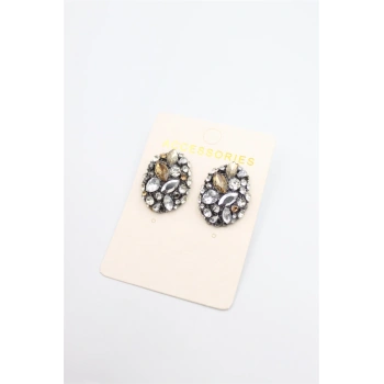 Taşlı Küpe - Siyah