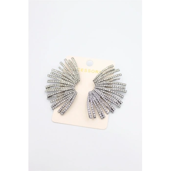 Taşlı Küpe - Siyah