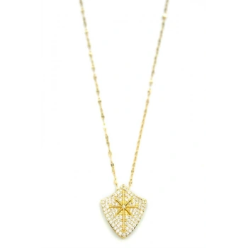 Taşlı Kutup Yıldızı Kolye - Altın