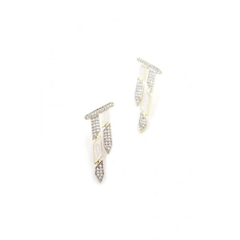 Taşlı Mineli Küpe - Altın