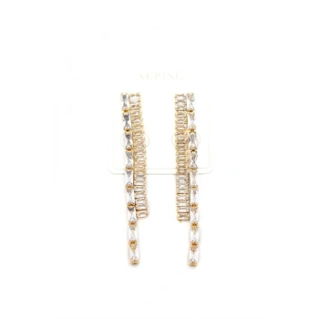 Taşlı Sallantılı Küpe - Altın