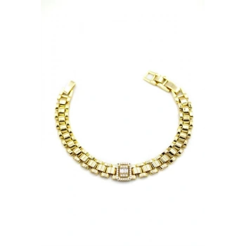 Taşlı Vip Bileklik - 14K Altın