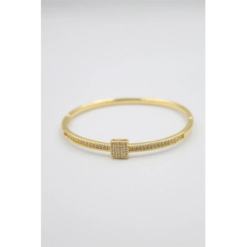Taşlı Vip Bilezik - Altın