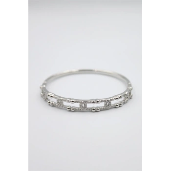 Taşlı Vip Bilezik - Gümüş