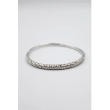 Taşlı Vip Bilezik - Gümüş