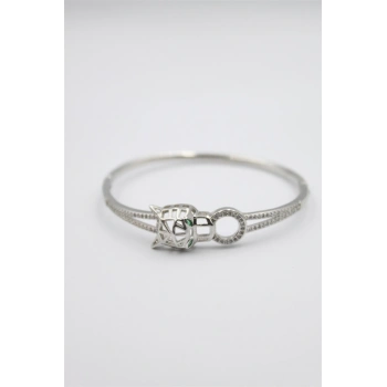 Taşlı Vip Bilezik - Gümüş