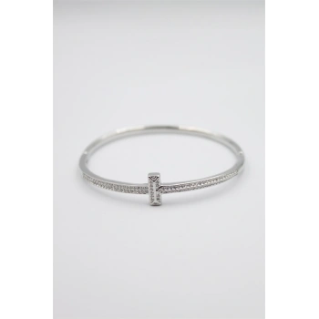 Taşlı Vip Bilezik - Gümüş