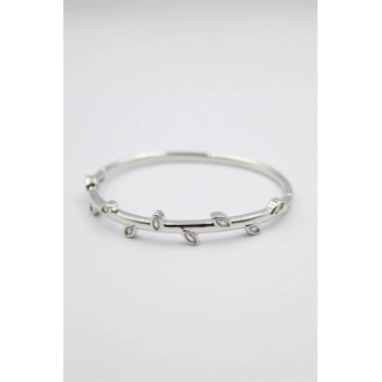 Taşlı Vip Bilezik - Gümüş