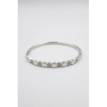 Taşlı Vip Bilezik - Gümüş