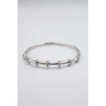 Taşlı Vip Bilezik - Gümüş