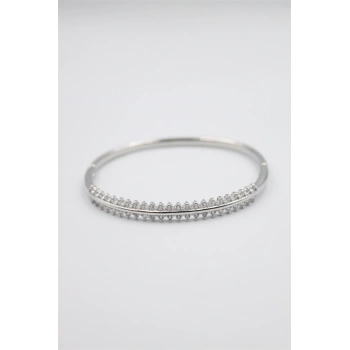 Taşlı Vip Bilezik - Gümüş