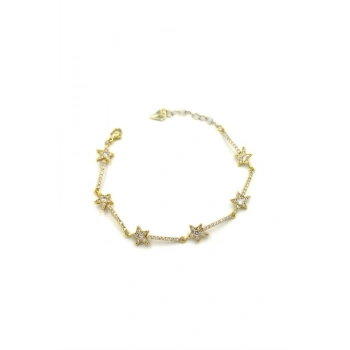 Taşlı Yıldız Bileklik - Altın