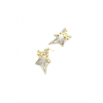 Taşlı Yıldız Küpe - Altın