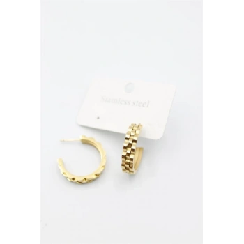 Tırtıklı Halka Küpe - Altın