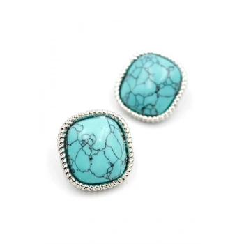 Turkauz Taşlı Küpe - Gümüş